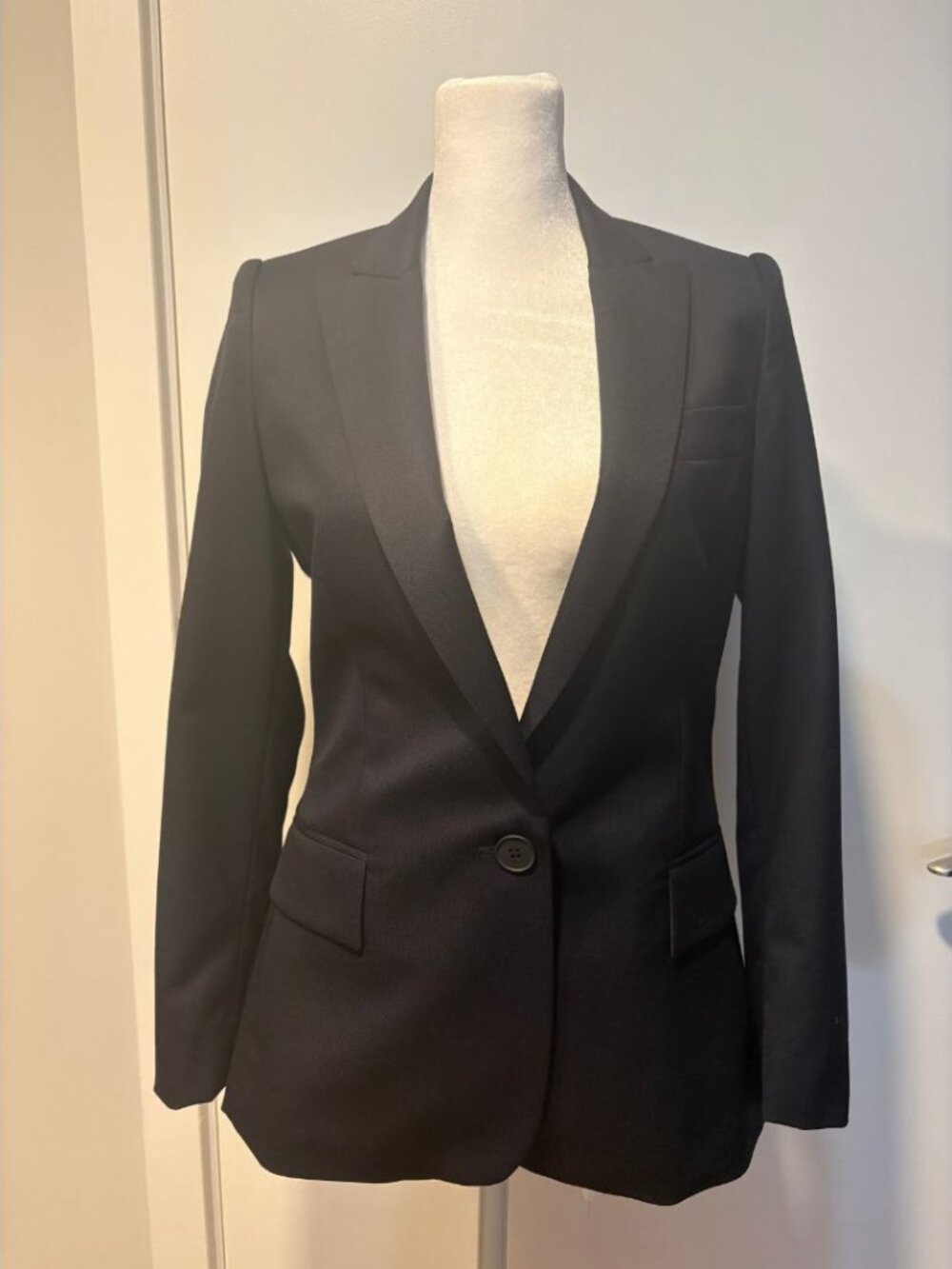 Stella McCartney Black Single Button Tuxedo Blazer Jacket IT 34